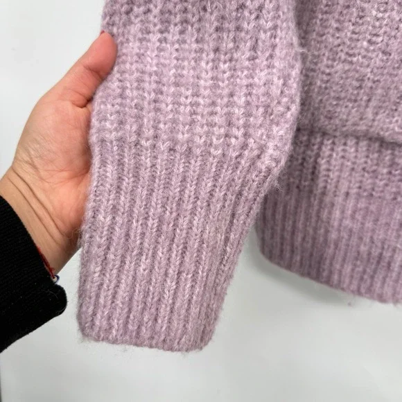 ZARA‎ Oversized Chunky Knit Cardigan Lavender Purple V Neck Button Front Pockets - Picture 4 of 10